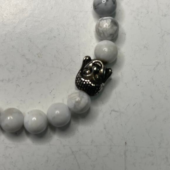 Set of beaded bracelets stretch easy on and off white green blue peachy pink - Picture 8 of 16